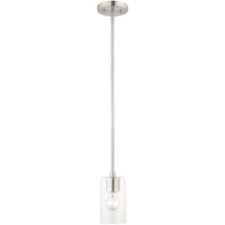 1 Light Brushed Nickel Pendant with Clear Glass Shade-Lighting LumensPendant Lights