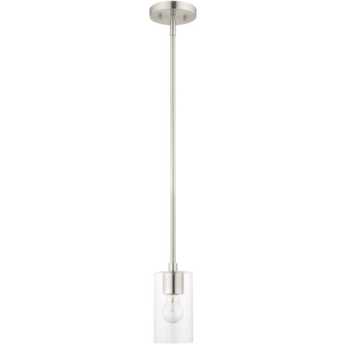 1 Light Brushed Nickel Pendant with Clear Glass Shade-Lighting LumensPendant Lights