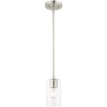 1 Light Brushed Nickel Pendant with Clear Glass Shade-Lighting LumensPendant Lights