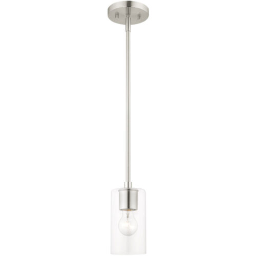 1 Light Brushed Nickel Pendant with Clear Glass Shade-Lighting LumensPendant Lights