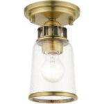 45501-01 1 Light Antique Brass Flush Mount-Lighting LumensBath/Flush Mounts