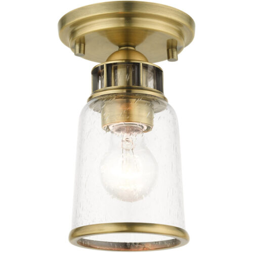 45501-01 1 Light Antique Brass Flush Mount-Lighting LumensBath/Flush Mounts