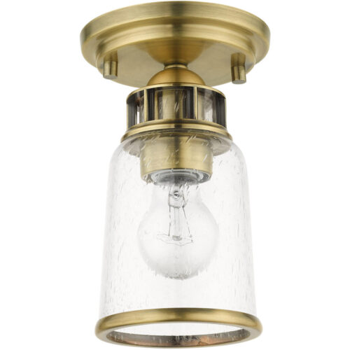 45501-01 1 Light Antique Brass Flush Mount-Lighting LumensBath/Flush Mounts