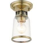 45501-01 1 Light Antique Brass Flush Mount-Lighting LumensBath/Flush Mounts