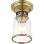 45501-01 1 Light Antique Brass Flush Mount-Lighting LumensBath/Flush Mounts