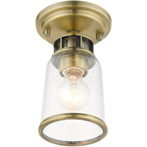 45501-01 1 Light Antique Brass Flush Mount-Lighting LumensBath/Flush Mounts