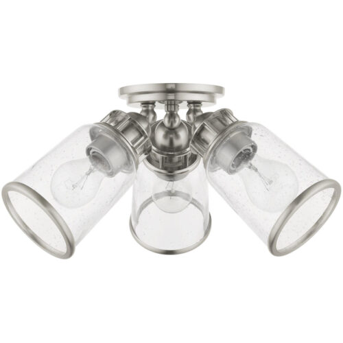 45503-91 3 Light Brushed Nickel Flush Mount-Lighting LumensBath/Flush Mounts