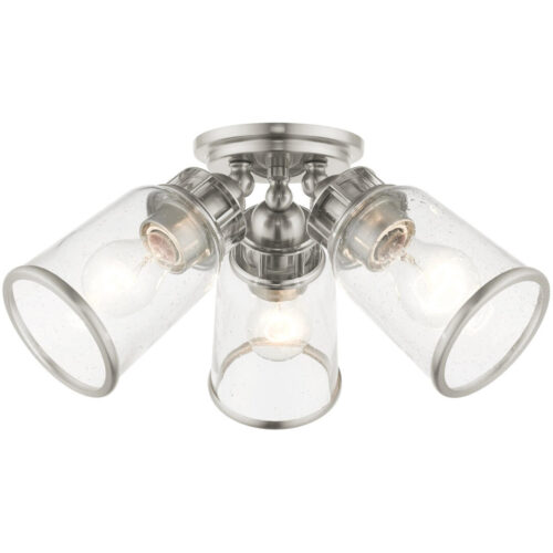 45503-91 3 Light Brushed Nickel Flush Mount-Lighting LumensBath/Flush Mounts