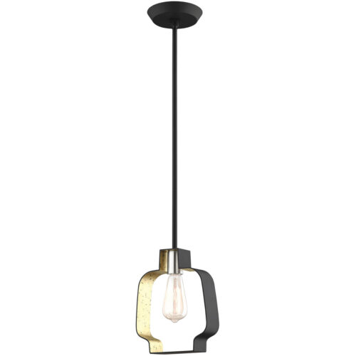 8.25 inch 1 Light Black & Winter Gold Mini Pendant light Hanging Light Fixture with Black with Winter Gold finish Inside Shade-Lighting LumensPendant Lights