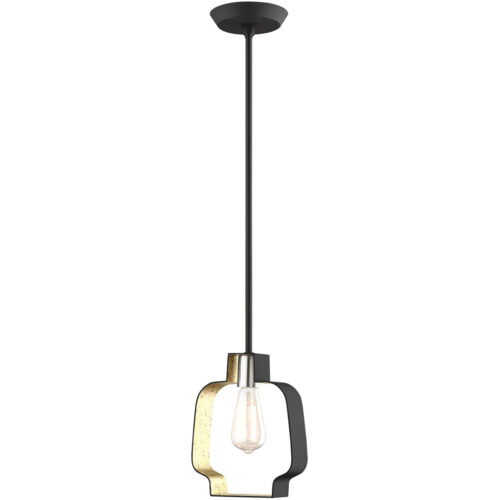 8.25 inch 1 Light Black & Winter Gold Mini Pendant light Hanging Light Fixture with Black with Winter Gold finish Inside Shade-Lighting LumensPendant Lights