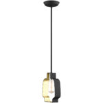 8.25 inch 1 Light Black & Winter Gold Mini Pendant light Hanging Light Fixture with Black with Winter Gold finish Inside Shade-Lighting LumensPendant Lights