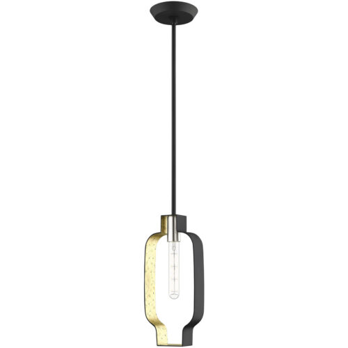 6.5 inch 1 Light Black & Winter Gold Mini Pendant light Hanging Light Fixture with Black with Winter Gold finish Inside Shade-Lighting LumensPendant Lights