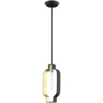 6.5 inch 1 Light Black & Winter Gold Mini Pendant light Hanging Light Fixture with Black with Winter Gold finish Inside Shade-Lighting LumensPendant Lights