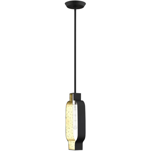 6.5 inch 1 Light Black & Winter Gold Mini Pendant light Hanging Light Fixture with Black with Winter Gold finish Inside Shade-Lighting LumensPendant Lights