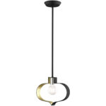 11.5 inch 1 Light Black & Winter Gold Mini Pendant light Hanging Light Fixture with Black with Winter Gold finish Inside Shade-Lighting LumensPendant Lights