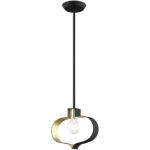 11.5 inch 1 Light Black & Winter Gold Mini Pendant light Hanging Light Fixture with Black with Winter Gold finish Inside Shade-Lighting LumensPendant Lights