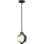 11.5 inch 1 Light Black & Winter Gold Mini Pendant light Hanging Light Fixture with Black with Winter Gold finish Inside Shade-Lighting LumensPendant Lights