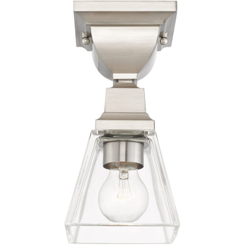 5 Sq. inch 1 Light Brushed Nickel Ceiling Mount with Clear Glass Shade-Lighting LumensFlush Mount Ceiling Lights