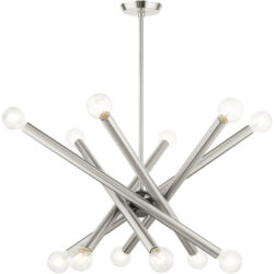 45586-91 12 Light Brushed Nickel Chandelier-Lighting LumensChandeliers