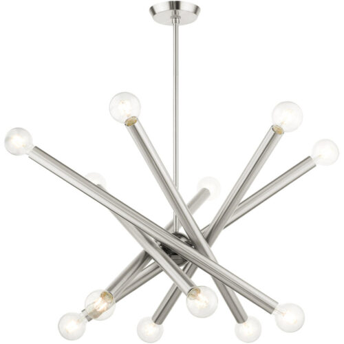 45586-91 12 Light Brushed Nickel Chandelier-Lighting LumensChandeliers