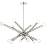 45586-91 12 Light Brushed Nickel Chandelier-Lighting LumensChandeliers