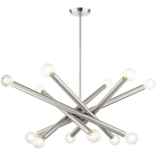 45586-91 12 Light Brushed Nickel Chandelier-Lighting LumensChandeliers