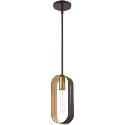 45761-07 1 Light Bronze with Antique Brass Accents Pendant-Lighting LumensPendant Lights