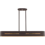 45767-07 4 Light Bronze with Antique Brass Accents Linear Chandelier-Lighting LumensChandeliers