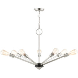 7 Light Brushed Nickel Chandelier with Steel base material-Lighting LumensChandeliers