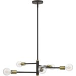 45865-07 5 Light Bronze Chandelier with Antique Brass Accents-Lighting LumensChandeliers