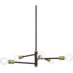 45865-07 5 Light Bronze Chandelier with Antique Brass Accents-Lighting LumensChandeliers