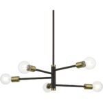 45865-07 5 Light Bronze Chandelier with Antique Brass Accents-Lighting LumensChandeliers