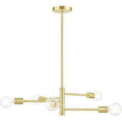 45865-12 5 Light Satin Brass Chandelier-Lighting LumensChandeliers