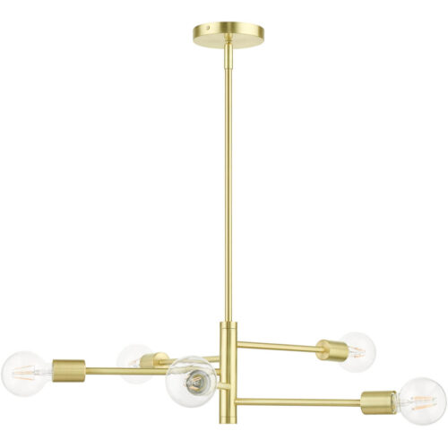 45865-12 5 Light Satin Brass Chandelier-Lighting LumensChandeliers