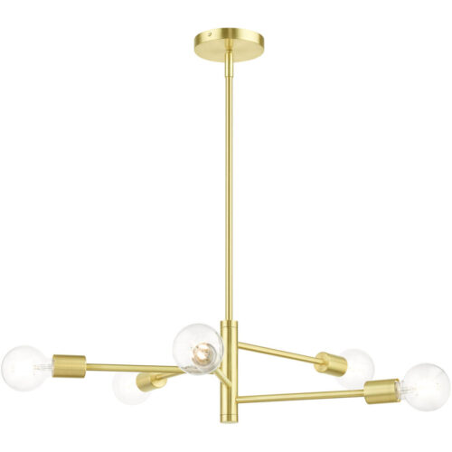 45865-12 5 Light Satin Brass Chandelier-Lighting LumensChandeliers