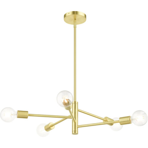 45865-12 5 Light Satin Brass Chandelier-Lighting LumensChandeliers