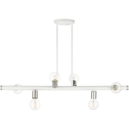 45866-03 6 Light White Linear Chandelier-Lighting LumensChandeliers