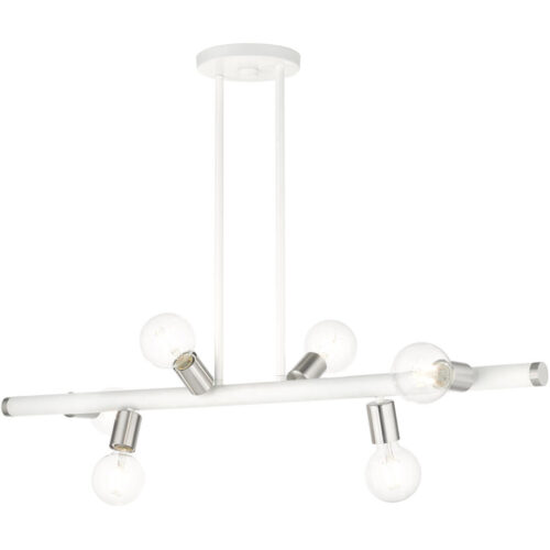 45866-03 6 Light White Linear Chandelier-Lighting LumensChandeliers