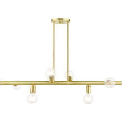 45866-12 6 Light Satin Brass Linear Chandelier-Lighting LumensChandeliers