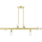 45866-12 6 Light Satin Brass Linear Chandelier-Lighting LumensChandeliers