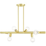 45866-12 6 Light Satin Brass Linear Chandelier-Lighting LumensChandeliers