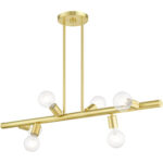 45866-12 6 Light Satin Brass Linear Chandelier-Lighting LumensChandeliers