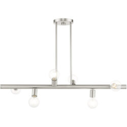 45866-91 6 Light Brushed Nickel Linear Chandelier-Lighting LumensChandeliers