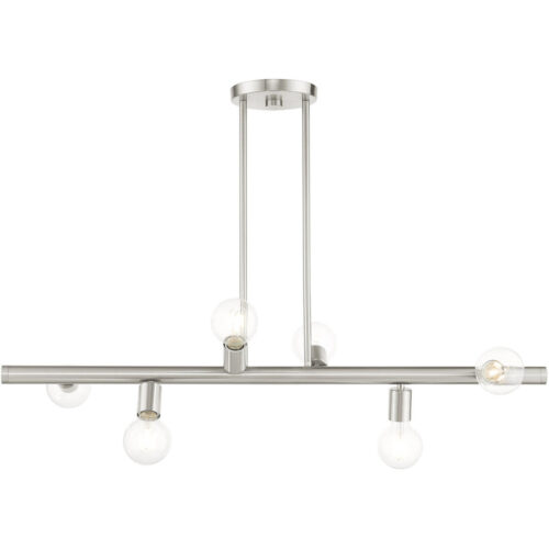 45866-91 6 Light Brushed Nickel Linear Chandelier-Lighting LumensChandeliers