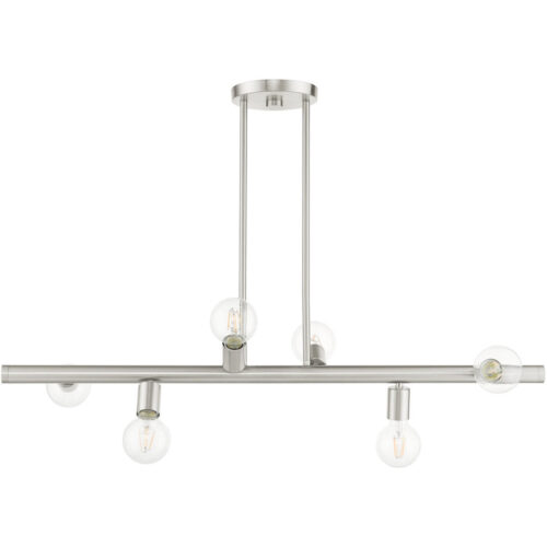 45866-91 6 Light Brushed Nickel Linear Chandelier-Lighting LumensChandeliers