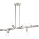 45866-91 6 Light Brushed Nickel Linear Chandelier-Lighting LumensChandeliers