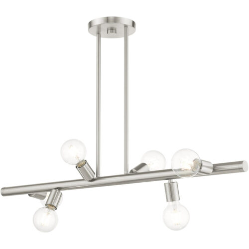 45866-91 6 Light Brushed Nickel Linear Chandelier-Lighting LumensChandeliers