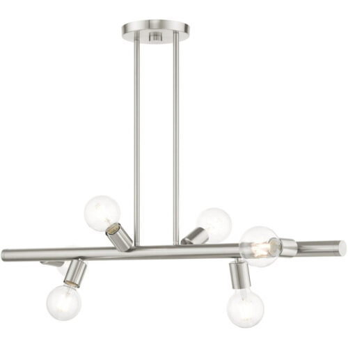 45866-91 6 Light Brushed Nickel Linear Chandelier-Lighting LumensChandeliers