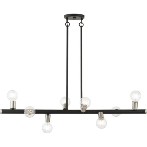 45868-04 8 Light Black Large Chandelier with Brushed Nickel Accents-Lighting LumensChandeliers