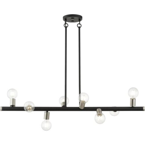 45868-04 8 Light Black Large Chandelier with Brushed Nickel Accents-Lighting LumensChandeliers